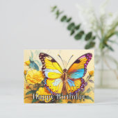 ハッピーバースデービューティフルスプリングタイムバタフライアート シーズンポストカード (スタンド正面)