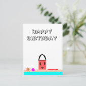 ハッピーバースデービーチおもしろい ポストカード (スタンド正面)