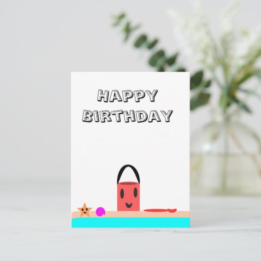 ハッピーバースデービーチおもしろい ポストカード (スタンド正面)