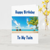 ハッピーバースデービーチのスタイルが私の「ツイン」カードに カード (黄色い花)