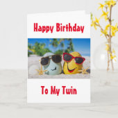 ハッピーバースデービーチのスタイルが私の「ツイン」カードに カード (黄色い花)