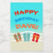 ハッピーバースデービーチカスタムパーティー ワインラベル (シングルラベル)