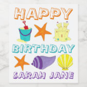 ハッピーバースデービーチシーシェルスターフィッシュサンドキャッスル ワインラベル (シングルラベル)