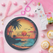 ハッピーバースデービーチレトロをテーマ ペーパープレート (パーティー)