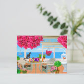 ハッピーバースデービーチ海ベランダシーン ポストカード (スタンド正面)