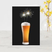 ハッピーバースデービールとスパーカー カード (黄色い花)