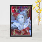 ハッピーバースデーピエロ人形グリーティングカード カード (黄色い花)