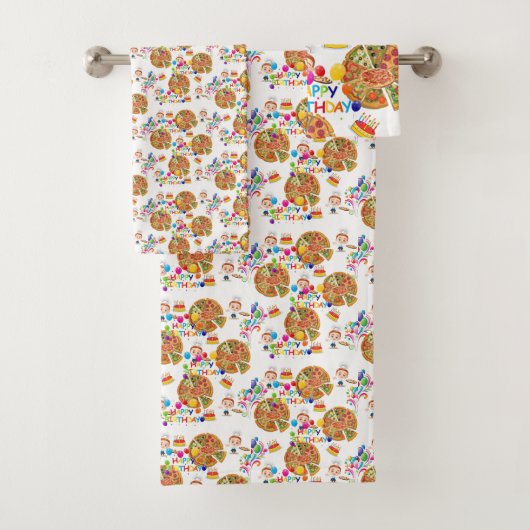 ハッピーバースデーピザバスルーム用タオルセット バスタオルセット (インサイチュ)