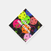 ハッピーバースデーピックボールバルーン紙吹雪ブラック スタンダードカクテルナプキン (角)