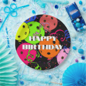 ハッピーバースデーピックボールバルーン紙吹雪ブラック ペーパープレート (パーティー)