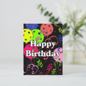 ハッピーバースデーピックボールバルーン紙吹雪ブラック ポストカード (スタンド正面)