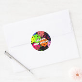 ハッピーバースデーピックボールバルーン紙吹雪ブラック ラウンドシール (封筒)