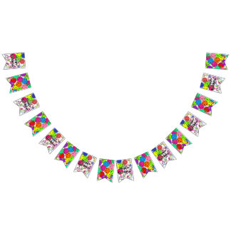 ハッピーバースデーピックボールバルーン紙吹雪白 バンティングフラッグ