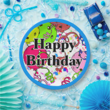 ハッピーバースデーピックボールバルーン紙吹雪白