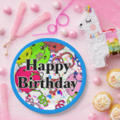 ハッピーバースデーピックボールバルーン紙吹雪白 ペーパープレート (パーティー)