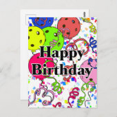 ハッピーバースデーピックボールバルーン紙吹雪白 ポストカード (正面/裏面)