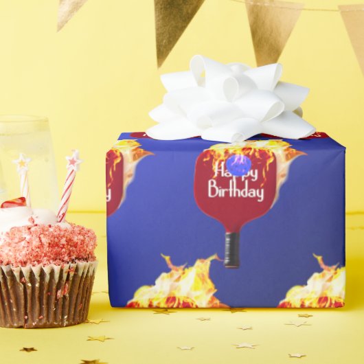 ハッピーバースデーピックボールパドル火 ラッピングペーパー (誕生日パーティー)