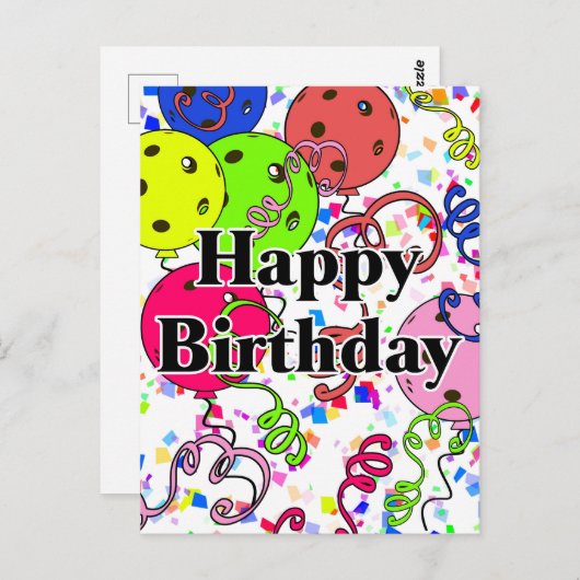 ハッピーバースデーピックルボール風船の白い背景 ポストカード (正面/裏面)