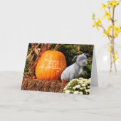 ハッピーバースデーピットブルグリーティングカード カード (黄色い花)