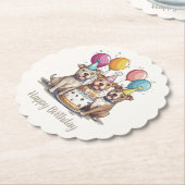 ハッピーバースデーピットブルドッグ ペーパーコースター (アングル)