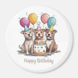 ハッピーバースデーピットブルドッグ マグネット