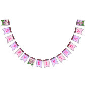 ハッピーバースデーピンクとパープルユニコーン妖精 バンティングフラッグ (全)