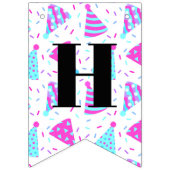 ハッピーバースデーピンクとブルーのパーティー帽子 バンティングフラッグ (第2の旗)