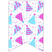 ハッピーバースデーピンクとブルーのパーティー帽子 バンティングフラッグ (第1の旗)