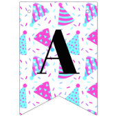 ハッピーバースデーピンクとブルーのパーティー帽子 バンティングフラッグ (第3の旗)