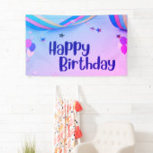 ハッピーバースデーピンクとブルーバナー 横断幕 (インサイチュ)