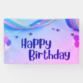 ハッピーバースデーピンクとブルーバナー 横断幕 (横)
