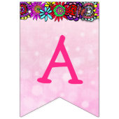 ハッピーバースデーピンクと紫のユニコーンバナー バンティングフラッグ (第3の旗)