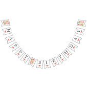 ハッピーバースデーピンクの珊瑚花かわいいフローラ バンティングフラッグ (全)