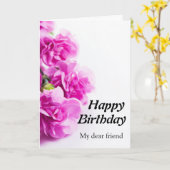 ハッピーバースデーピンクの花(白地) カード (黄色い花)