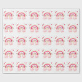 ハッピーバースデーピンクの虹 ラッピングペーパー (フラット)