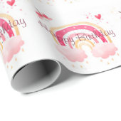ハッピーバースデーピンクの虹 ラッピングペーパー (ロールコーナー)