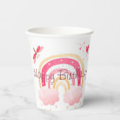 ハッピーバースデーピンクの虹 紙コップ (正面)