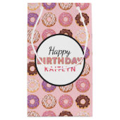 ハッピーバースデーピンクアイスのドーナツのパターン(名前) スモールペーパーバッグ (裏面)