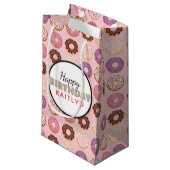 ハッピーバースデーピンクアイスのドーナツのパターン（名前） スモールペーパーバッグ (正面アングル)
