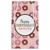 ハッピーバースデーピンクアイスのドーナツのパターン(名前) スモールペーパーバッグ (正面)