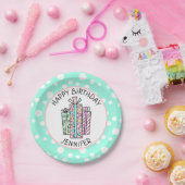 ハッピーバースデーピンクアンドミントグリーンガールズ紙Pl ペーパープレート (パーティー)