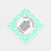 ハッピーバースデーピンクアンドミントグリーンガールズ スタンダードランチョンナプキン (角)