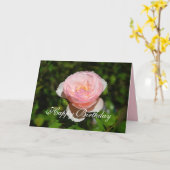 ハッピーバースデーピンクイングリッシュバラ カード (黄色い花)