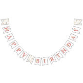 ハッピーバースデーピンクウォーターカラーガーデンフラワーガール バンティングフラッグ (全)