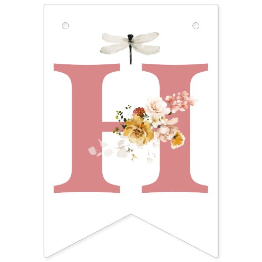 ハッピーバースデーピンクウォーターカラーガーデンフラワーガール バンティングフラッグ (第2の旗)