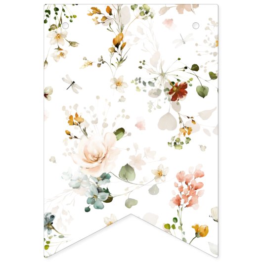 ハッピーバースデーピンクウォーターカラーガーデンフラワーガール バンティングフラッグ (第1の旗)