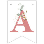 ハッピーバースデーピンクウォーターカラーガーデンフラワーガール バンティングフラッグ (第3の旗)