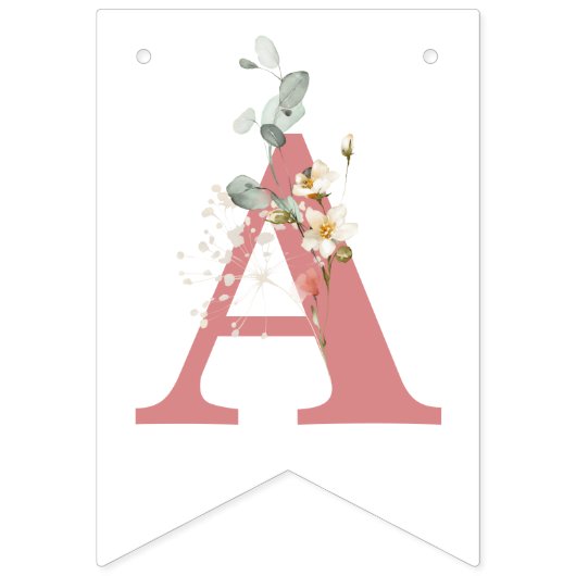 ハッピーバースデーピンクウォーターカラーガーデンフラワーガール バンティングフラッグ (第3の旗)