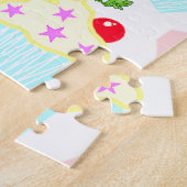 ハッピーバースデーピンクウォームカップケストライプーキ ジグソーパズル (側面)