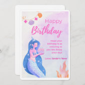 ハッピーバースデーピンクカスタムのデジタル挨拶カード シーズンカード (正面/裏面)